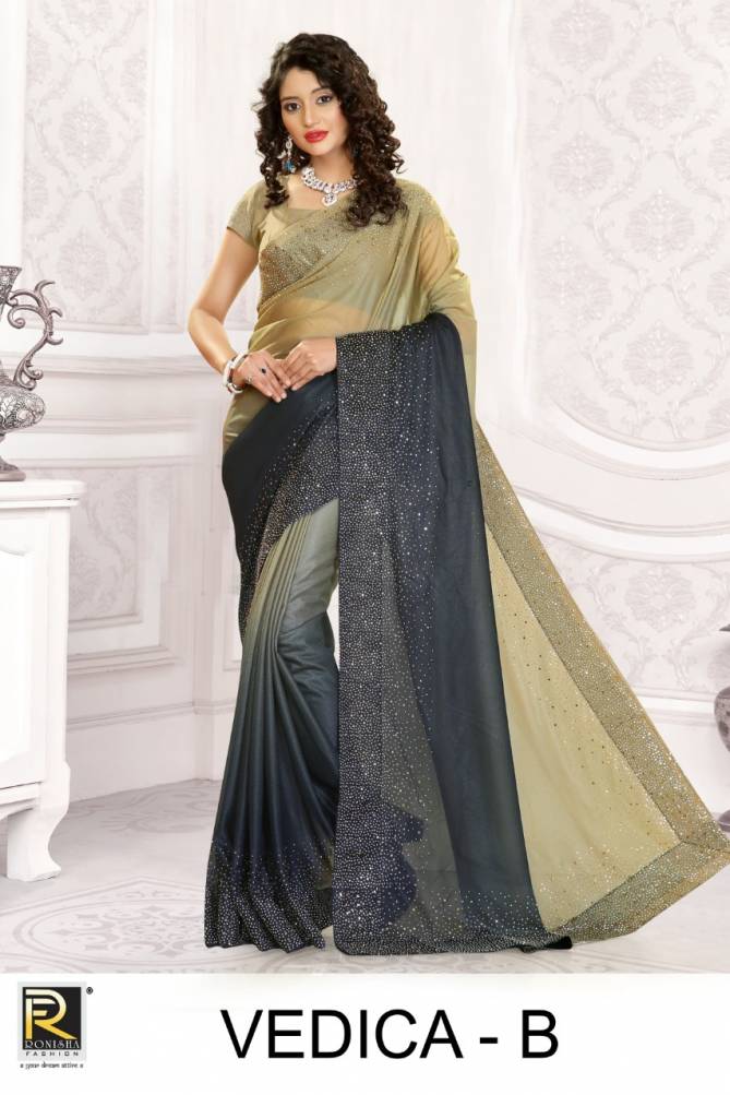 Ronisha Vedica Latest Heavy Designer Lycra Party Wear Fancy Saree Collection
